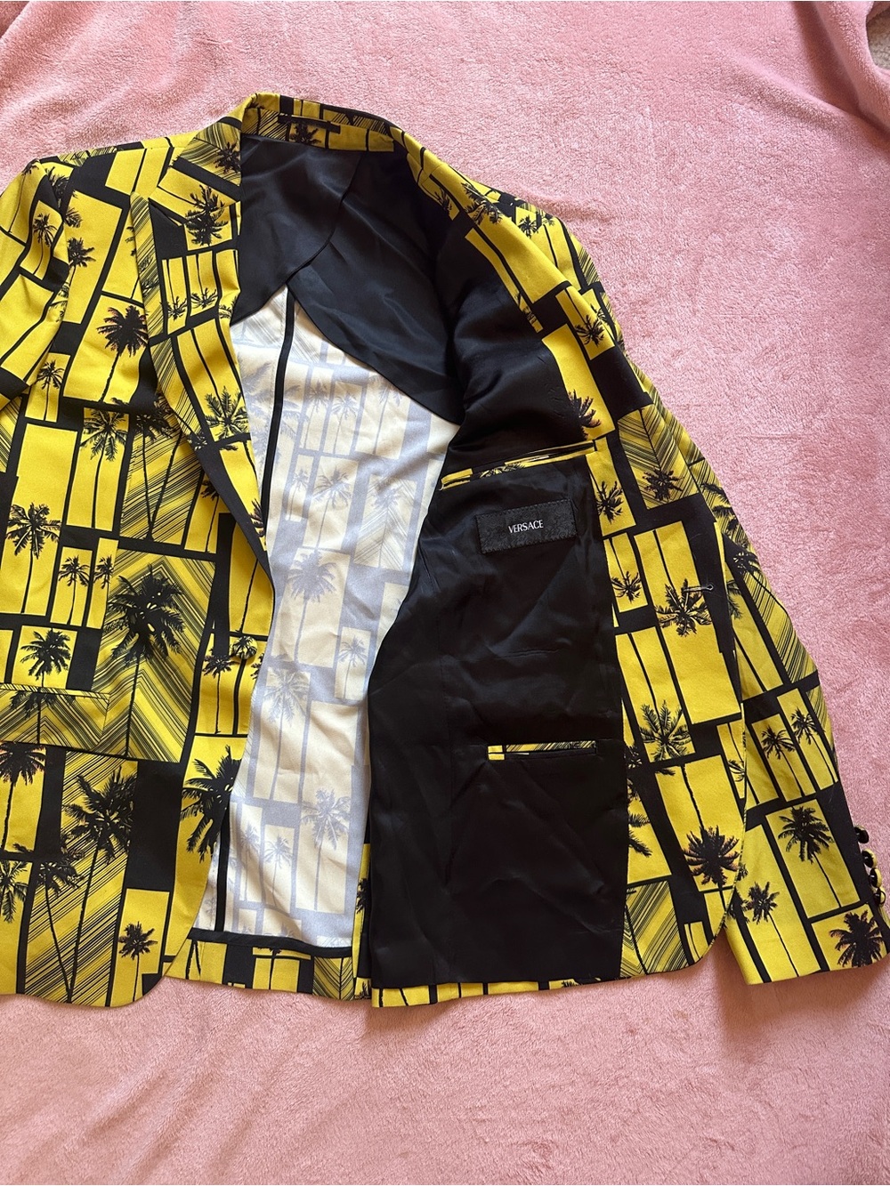 Versace Black and Yellow Palm-Print Blazer - Picture 8 of 16
